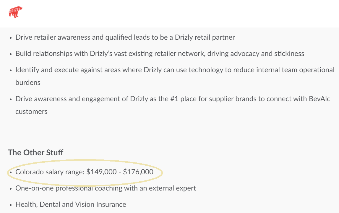 Job Posting for Denver, CO at Drizly