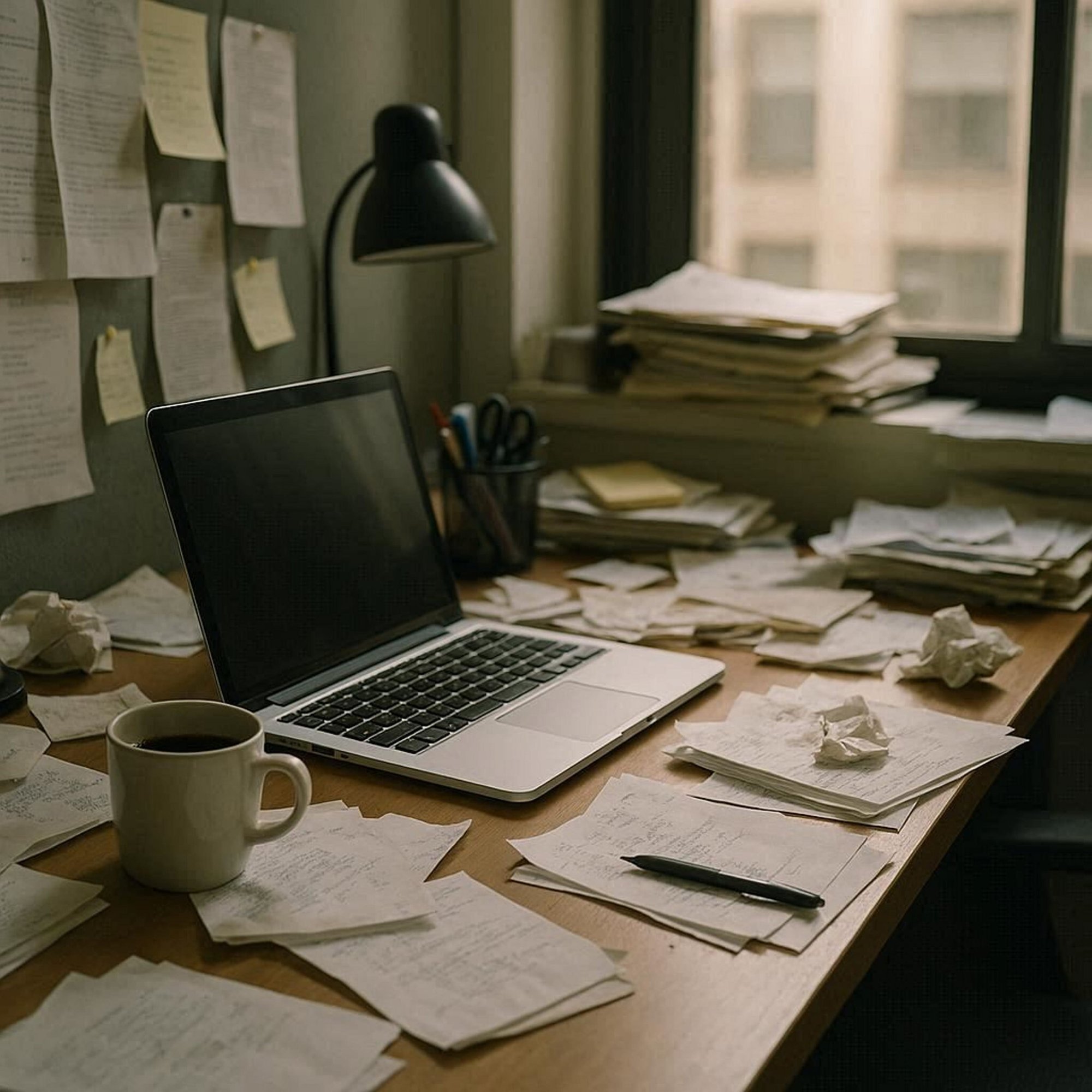 Messy Desk and Computer