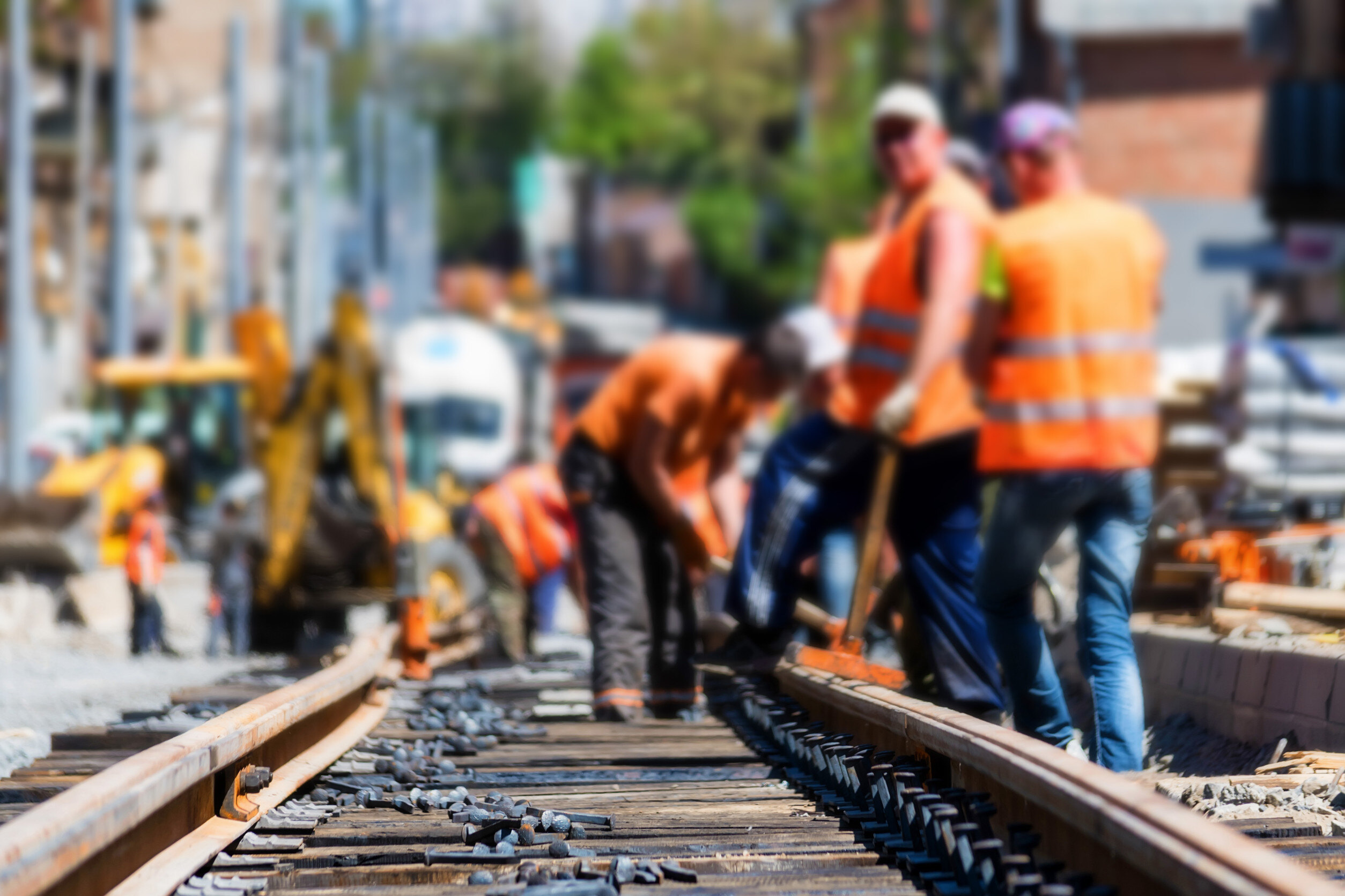 construction workers working on a railroad