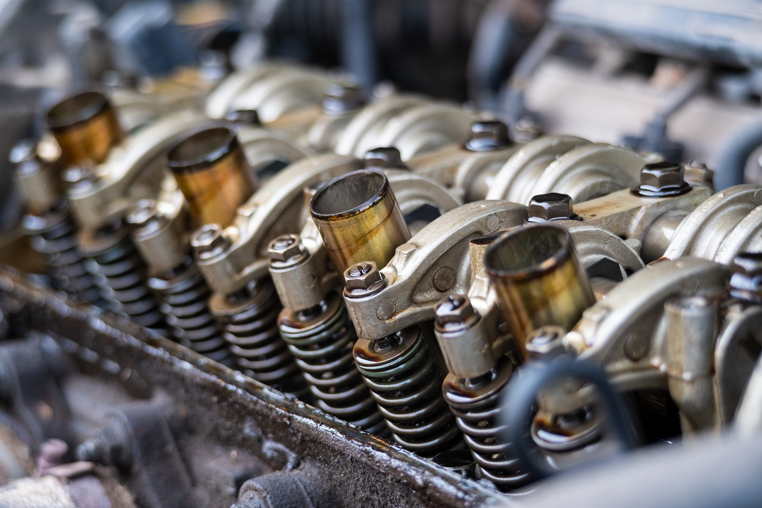 closeup of a diesel engine