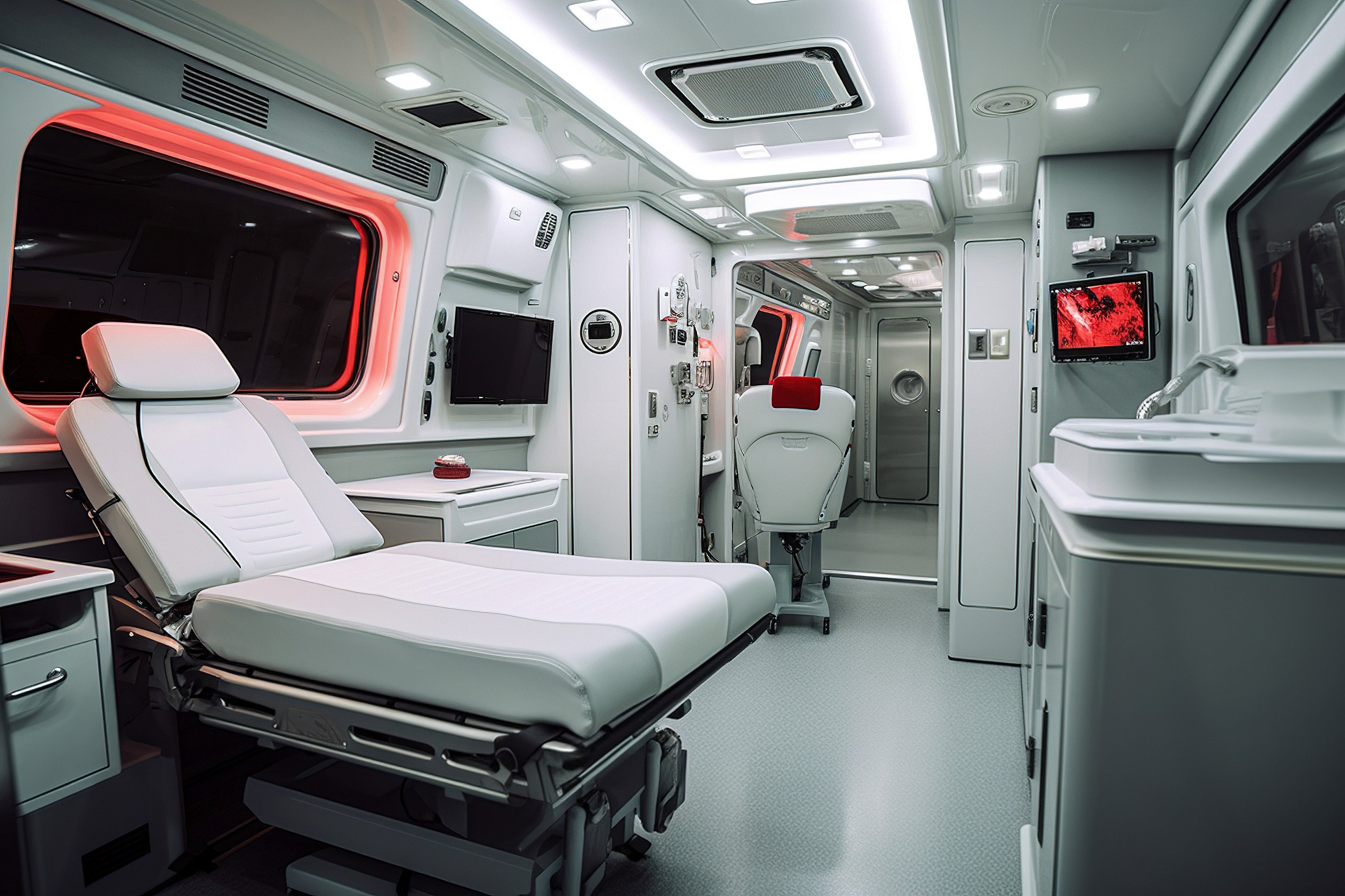 interior of a medical transport vehicle