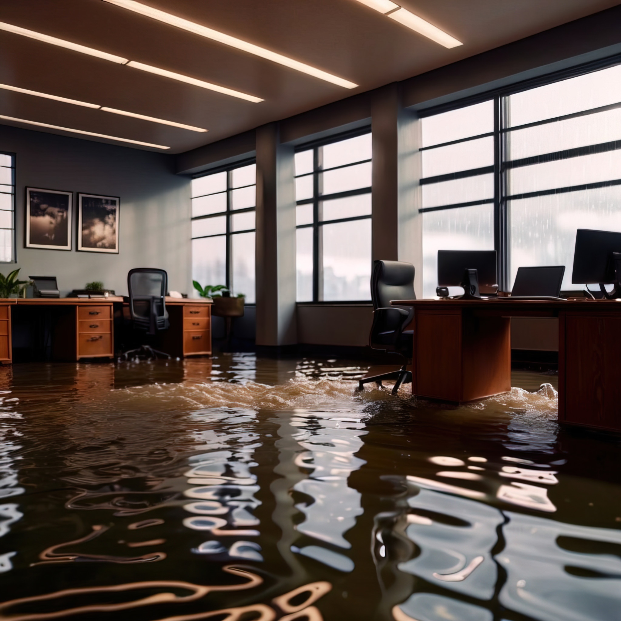 flooded office space