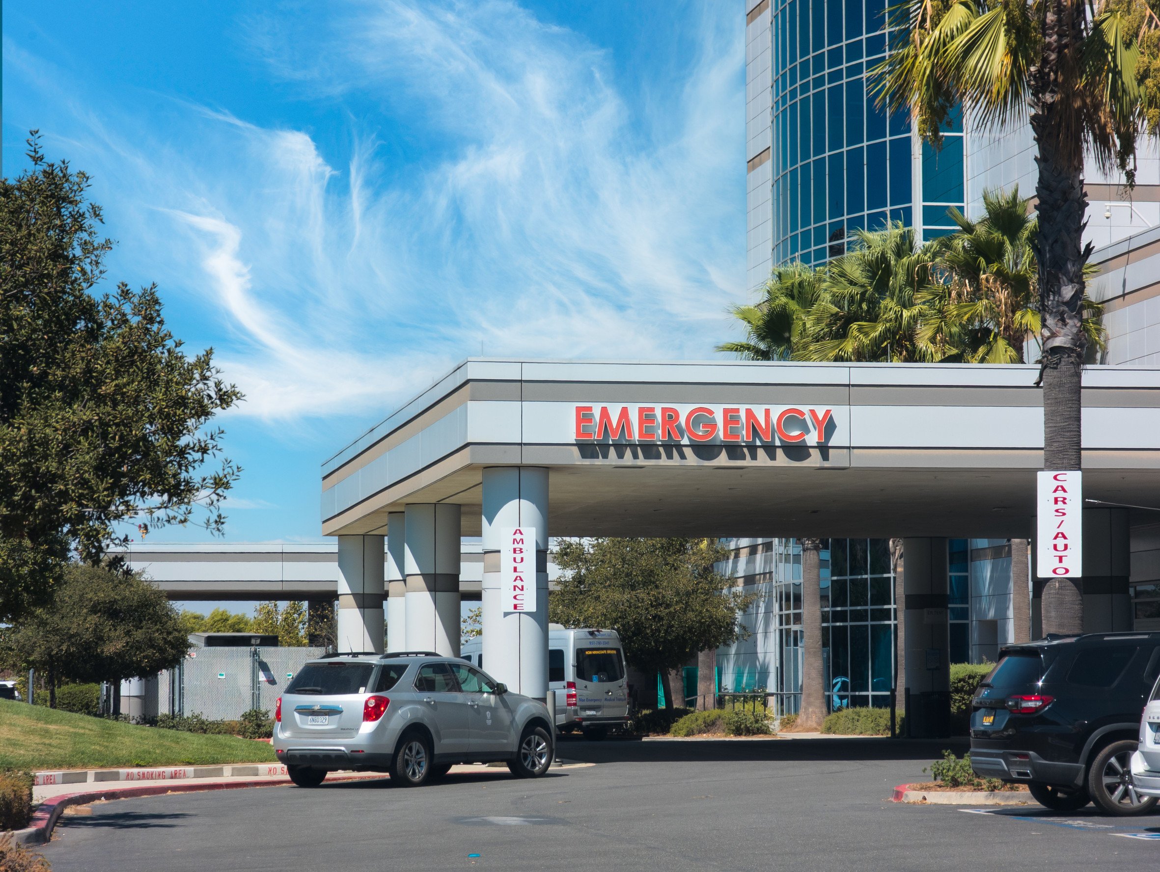 exterior shot of a hospital emergency room
