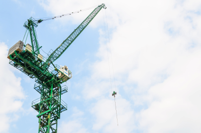 Green crane overhead 