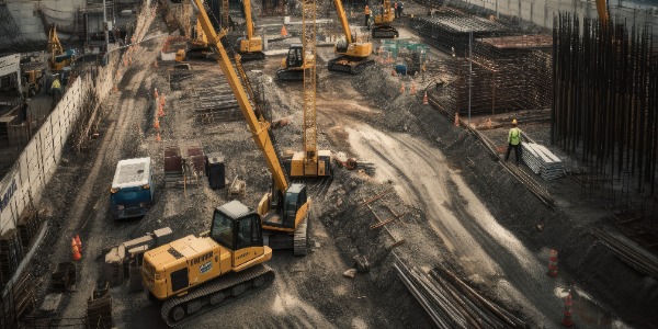 construction-site-bustling-with-activity-as-cranes-bulldozers-and-workers-build-a-high-rise-building