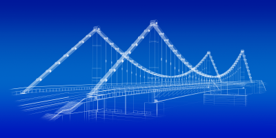 3d wireframe render of a bridge